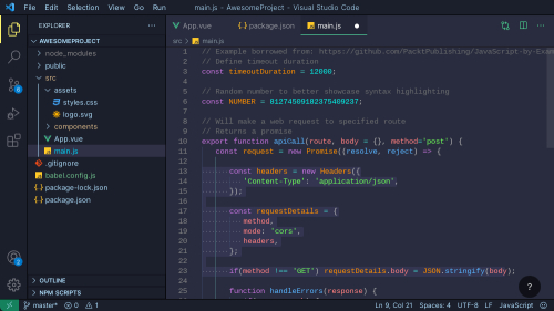 Visual Studio Code'da bir javascript çalışması